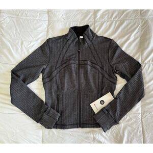 New Lululemon Herringbone Define Jacket Sz 10 Cropped Full Zip HHDB BLACK